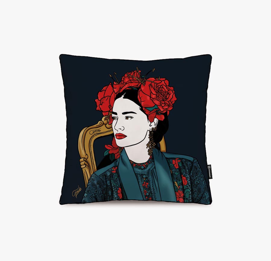 Coussin velours coloré en collab avec l'artiste Florina Aledo Perez