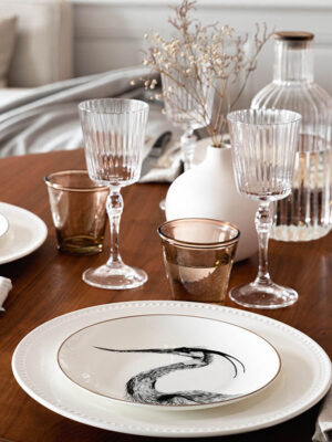 Coffret 2 assiettes d'artiste héron