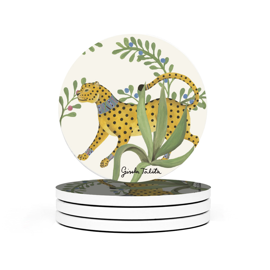 dessous verre ceramique Gisela Talita artiste leopard