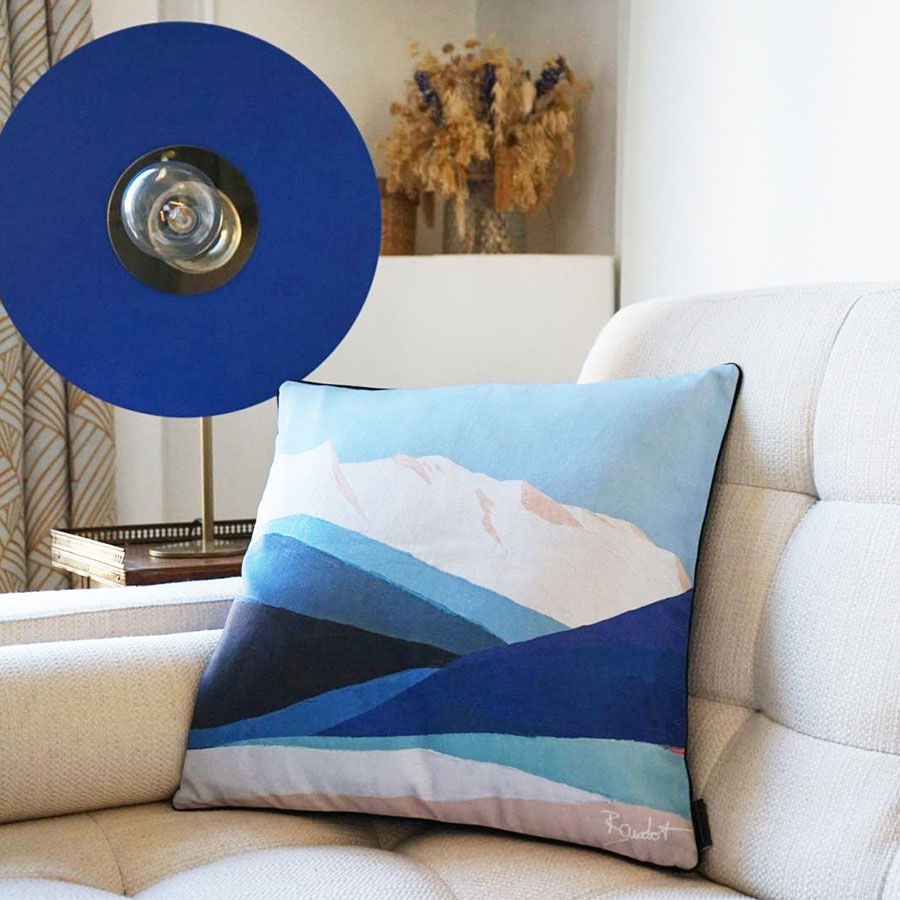 Coussin coton et dos velours Unstandart x Constance Baudot - Paysage montagne