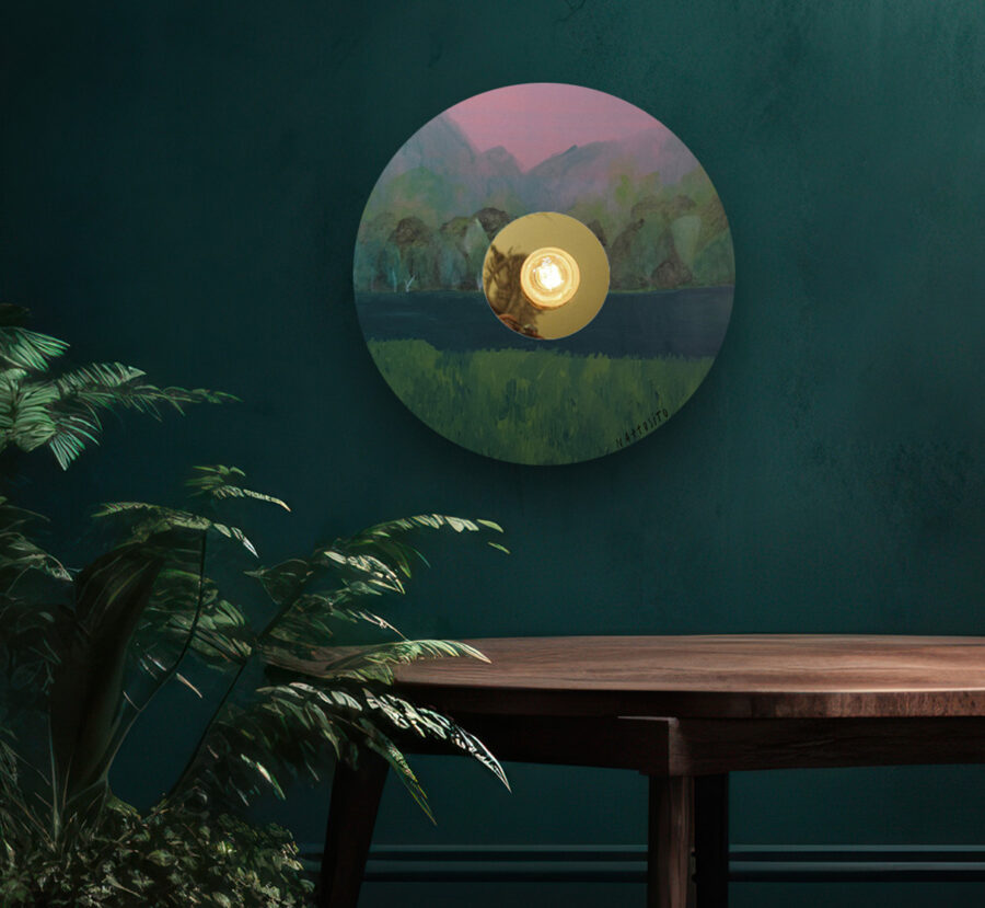 applique murale paysage artiste rond luminaire