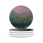 dessous verre Nattosito artiste paysage foret vert rose