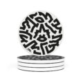 dessous verre graphique artiste Bleg rond luminaire noir blanc